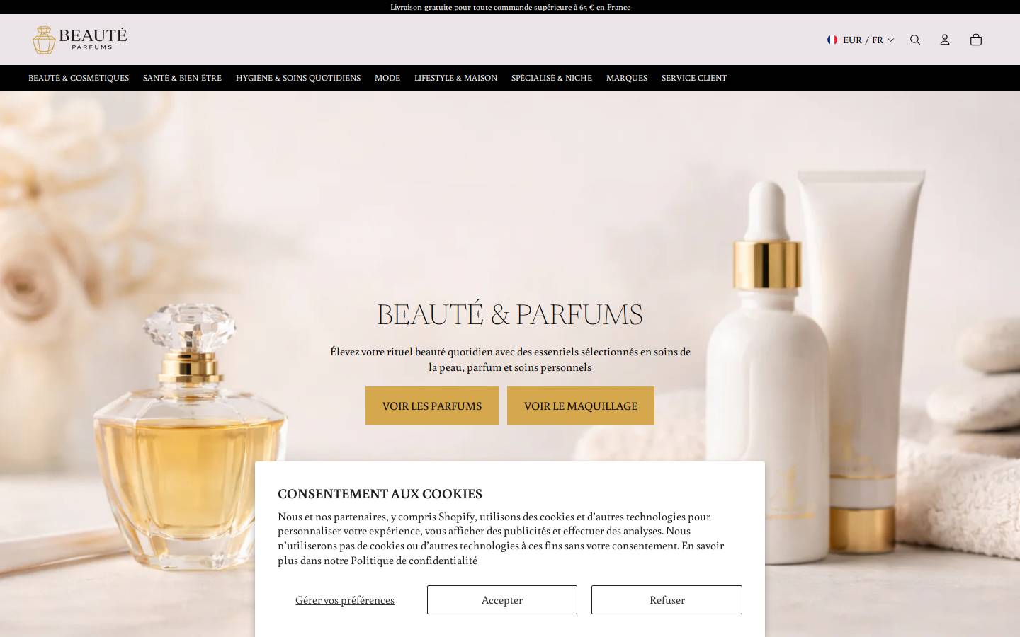 beauteparfums.com homepage screenshot