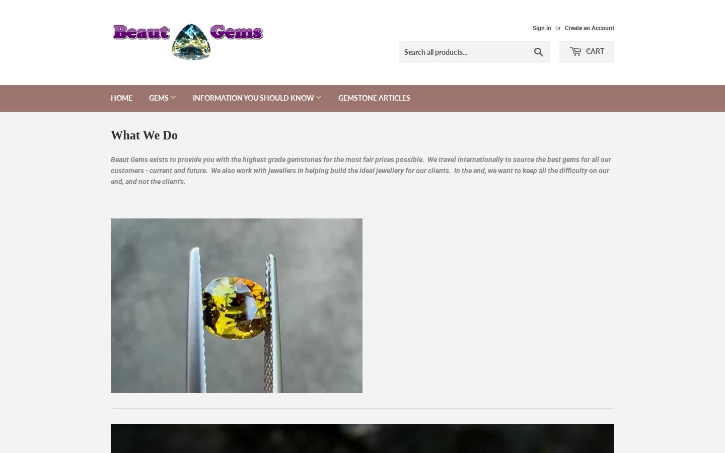 beautgems.com.au homepage screenshot
