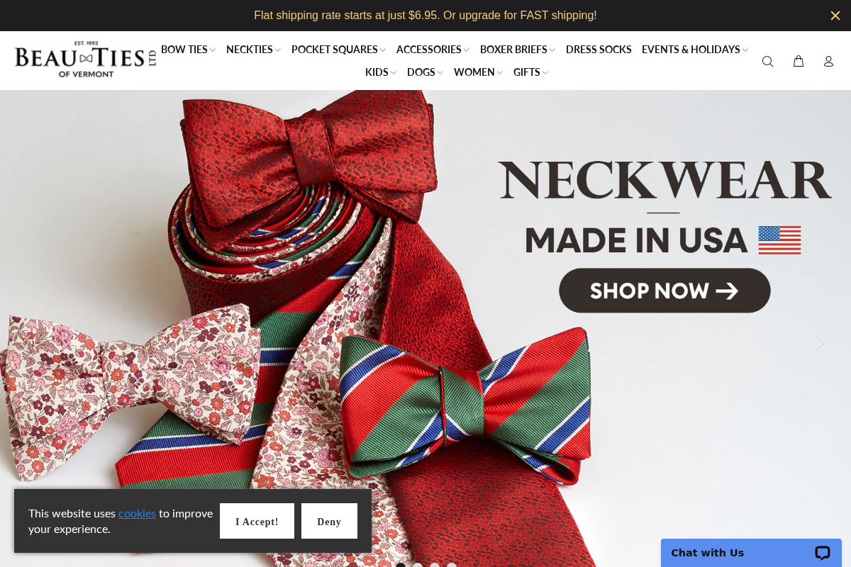 Beau Ties Ltd. of Vermont homepage screenshot