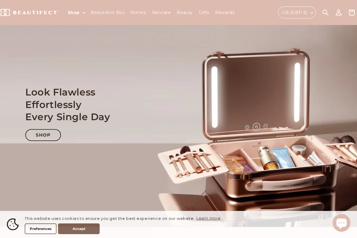 Beautifect homepage screenshot