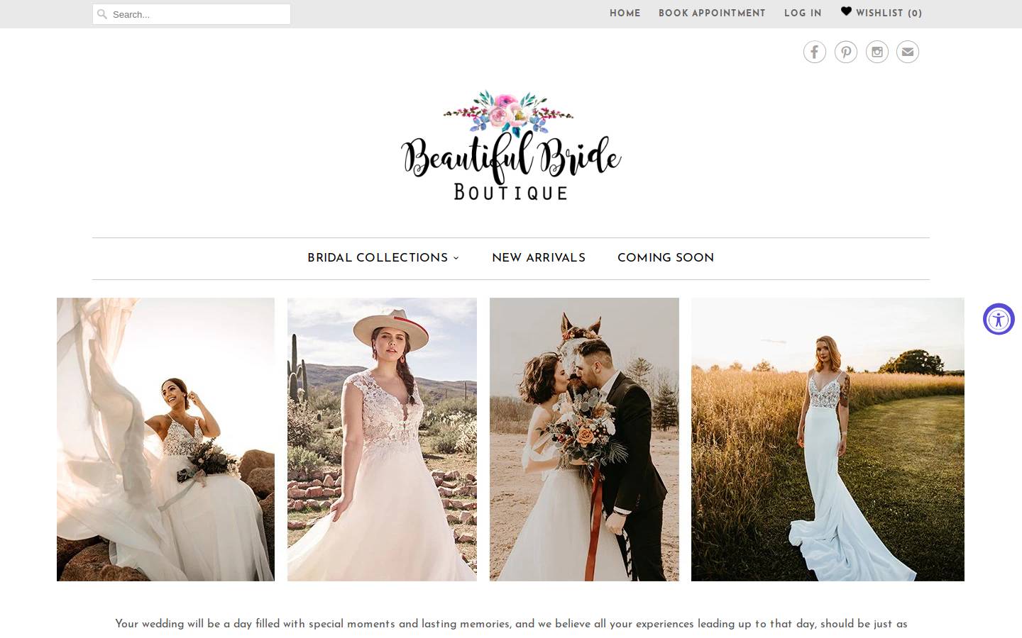beautifulbridecollection.com homepage screenshot