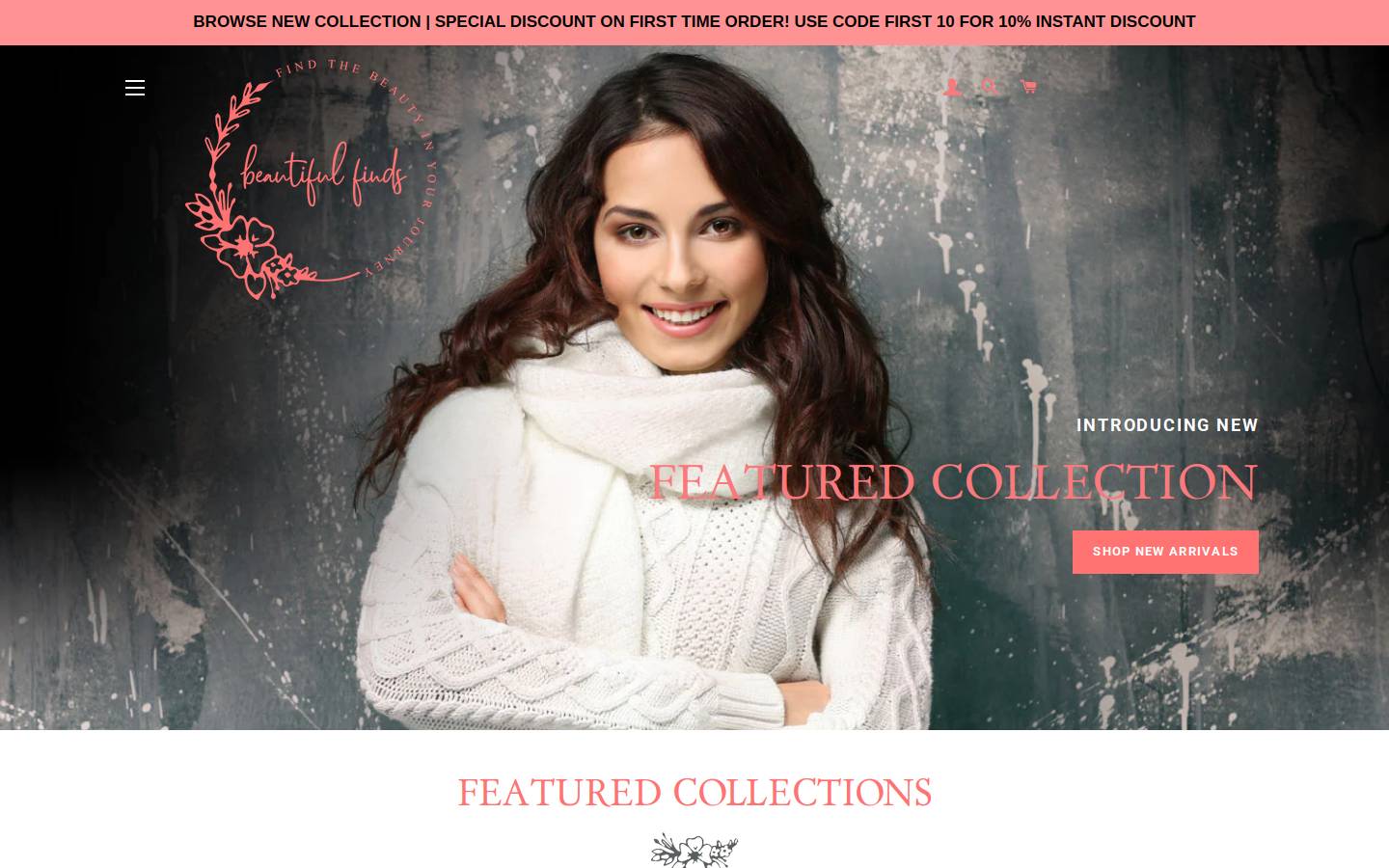 beautifulfindsboutique.com homepage screenshot