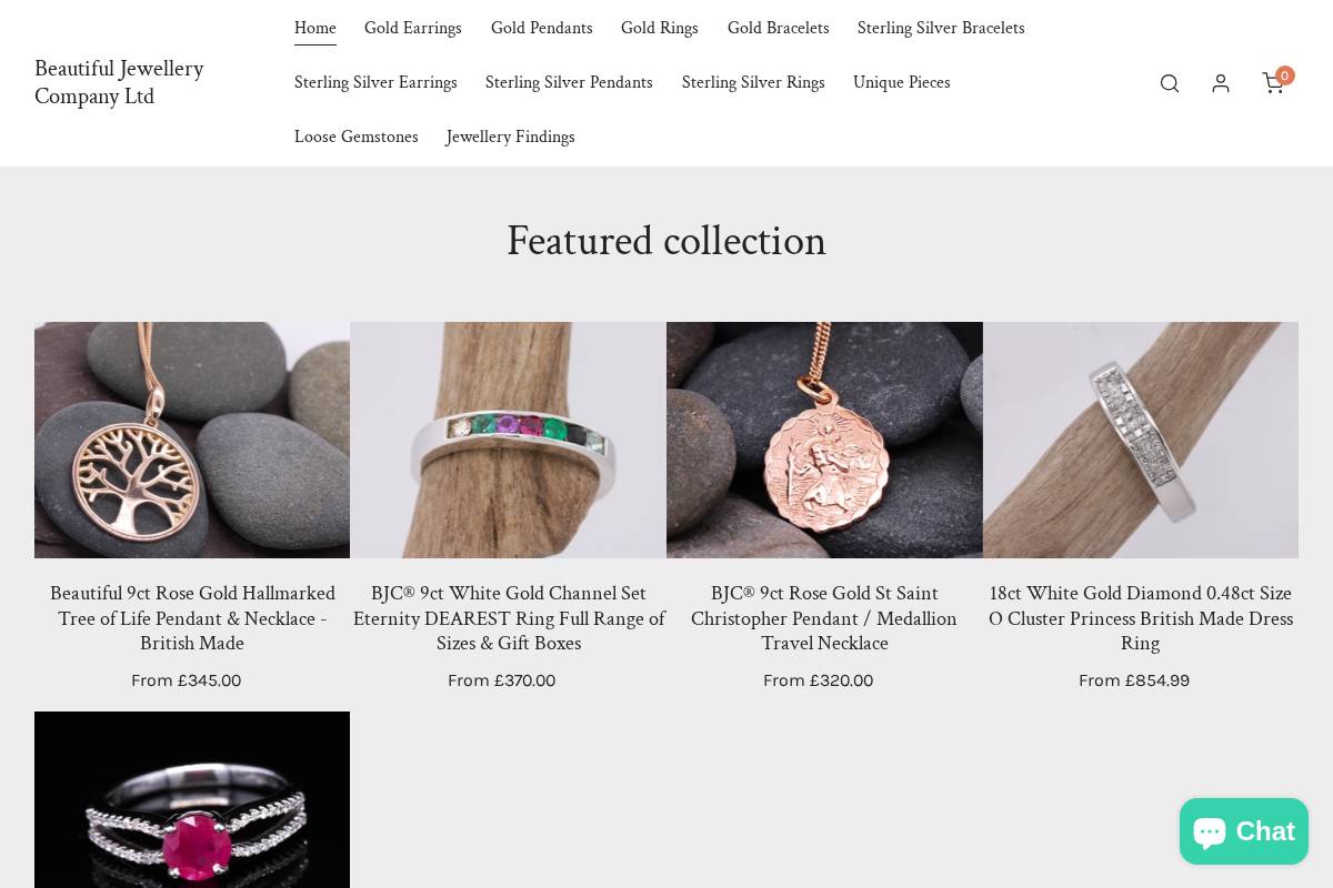 beautifuljewellerycompany.co.uk homepage screenshot