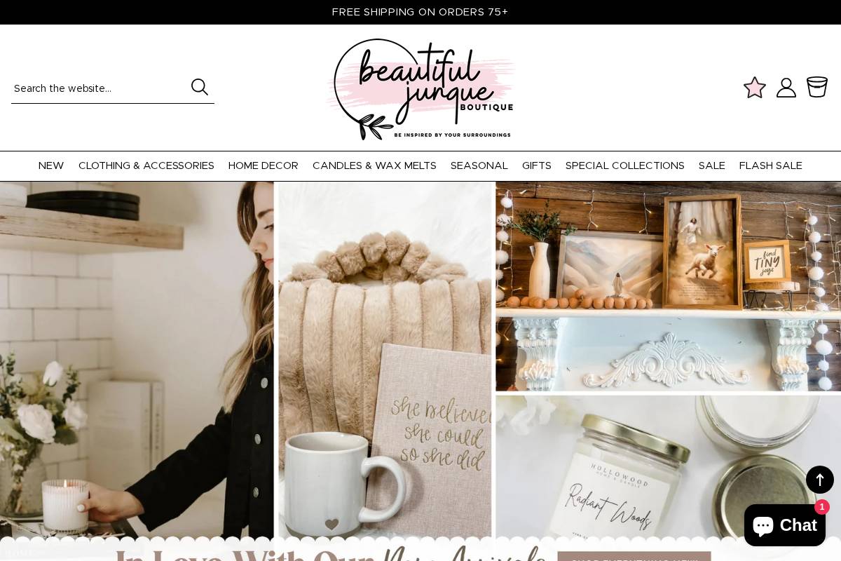 beautifuljunque.com homepage screenshot