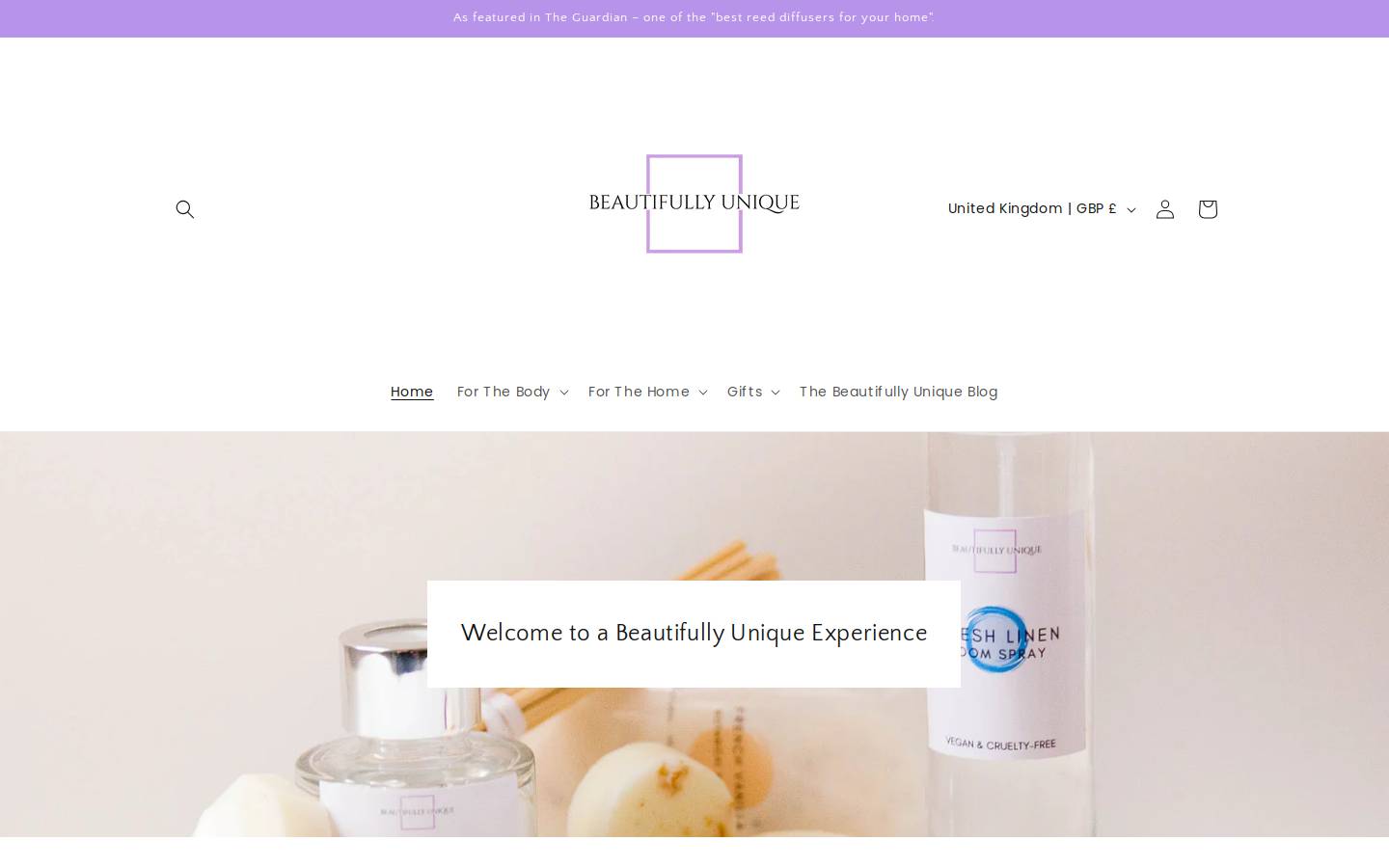 beautifullyunique.co.uk homepage screenshot