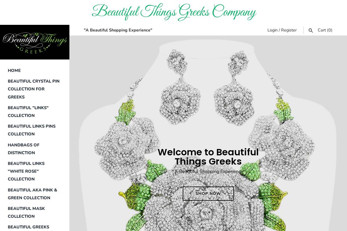 beautifulthingsgreeks.com homepage screenshot