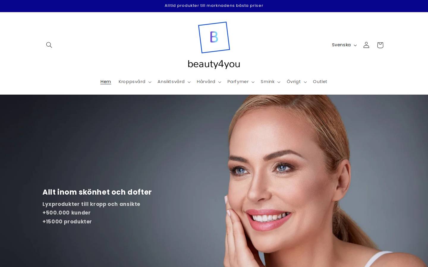 beauty4you.se homepage screenshot