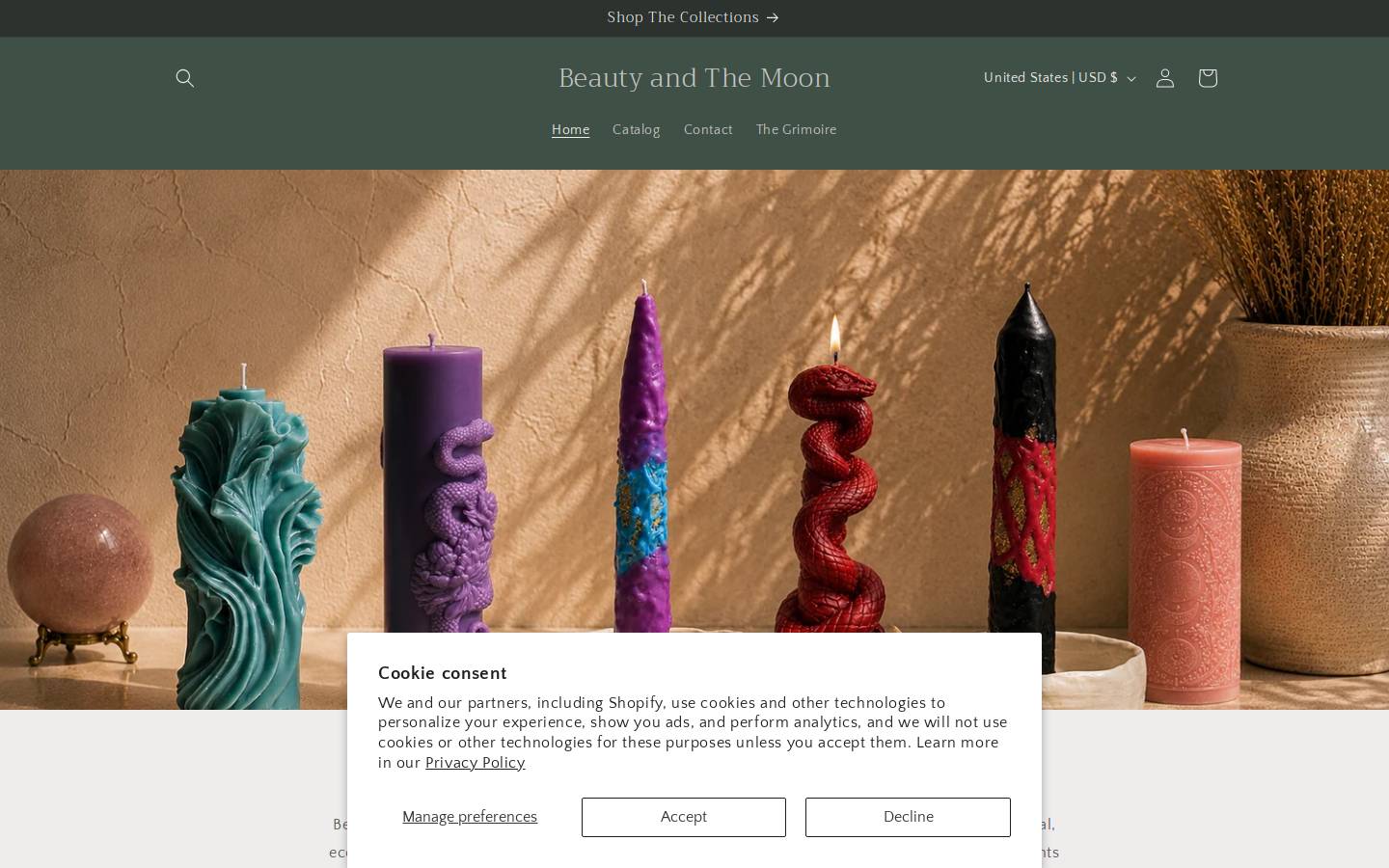 beautyandthemoon.com homepage screenshot
