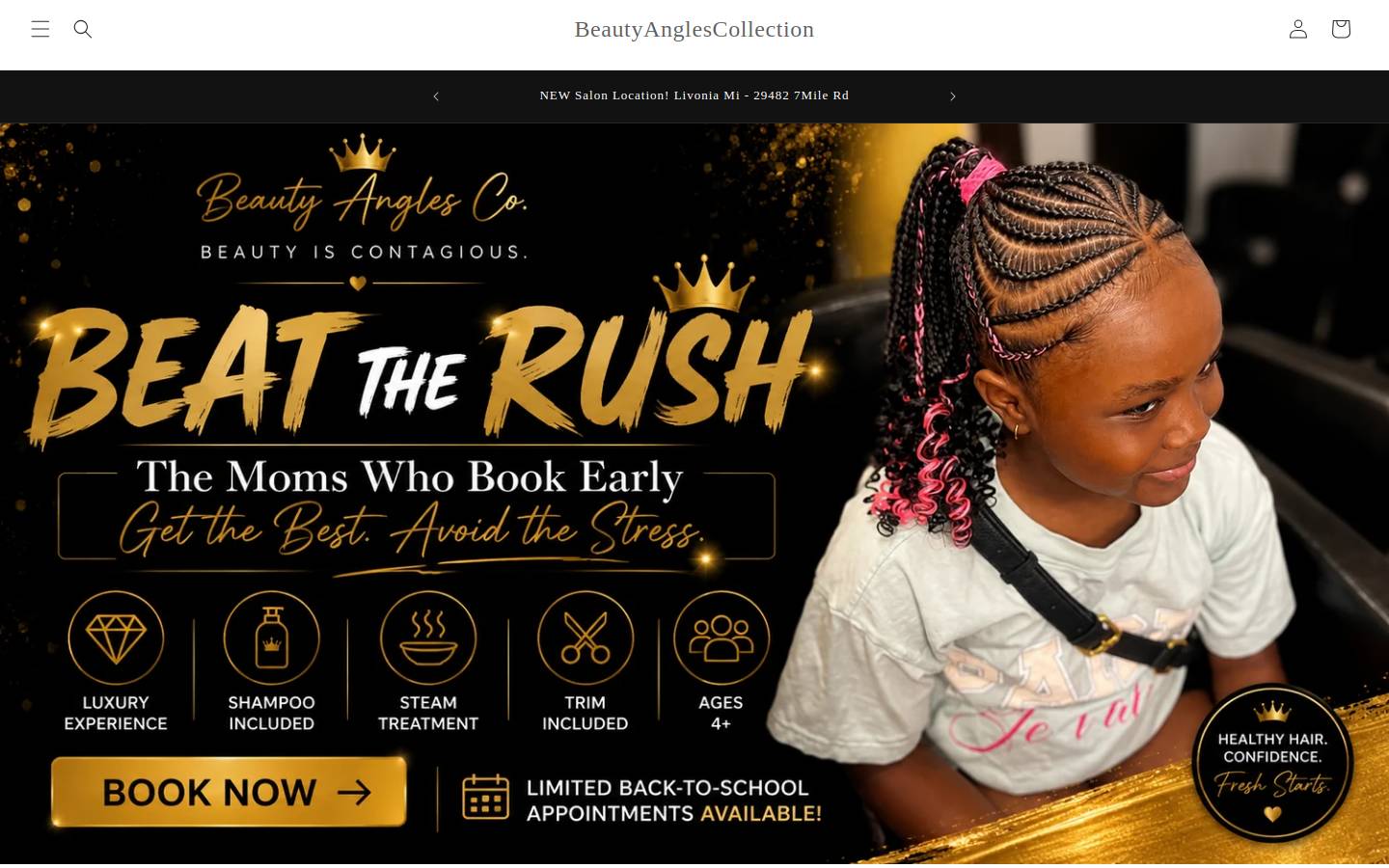 beautyanglescollection.com homepage screenshot