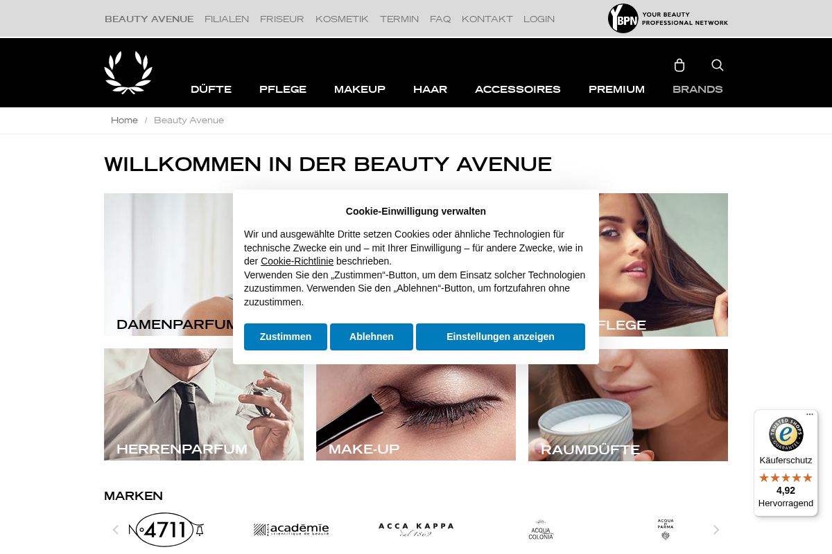 beautyavenue.de homepage screenshot