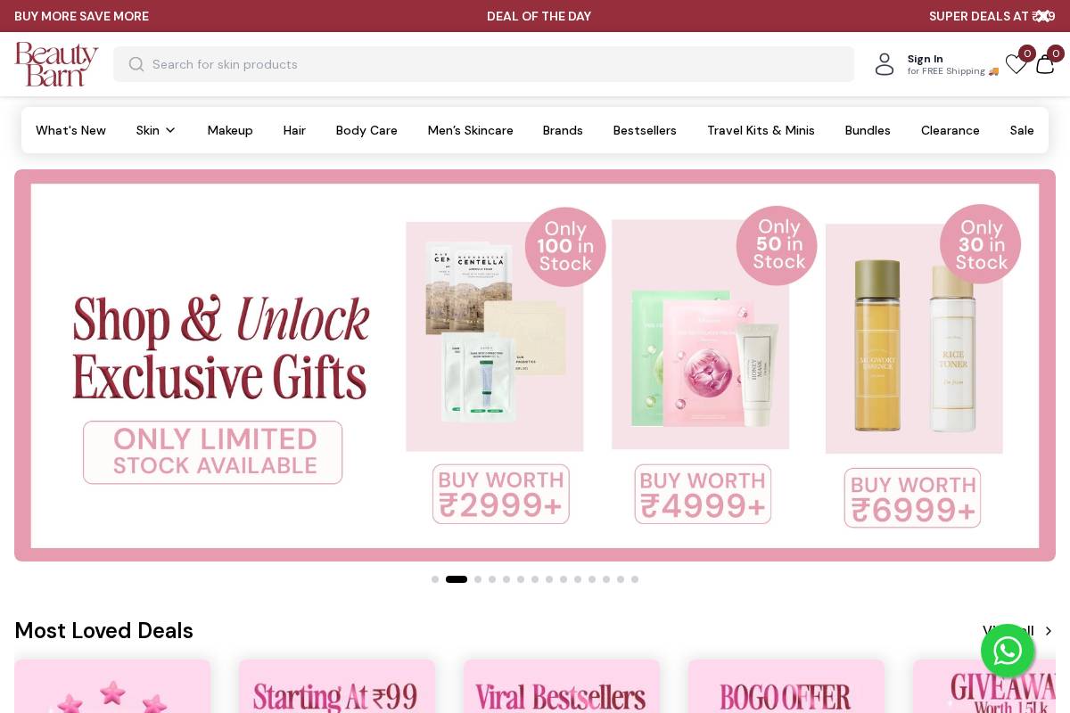 beautybarn.in homepage screenshot