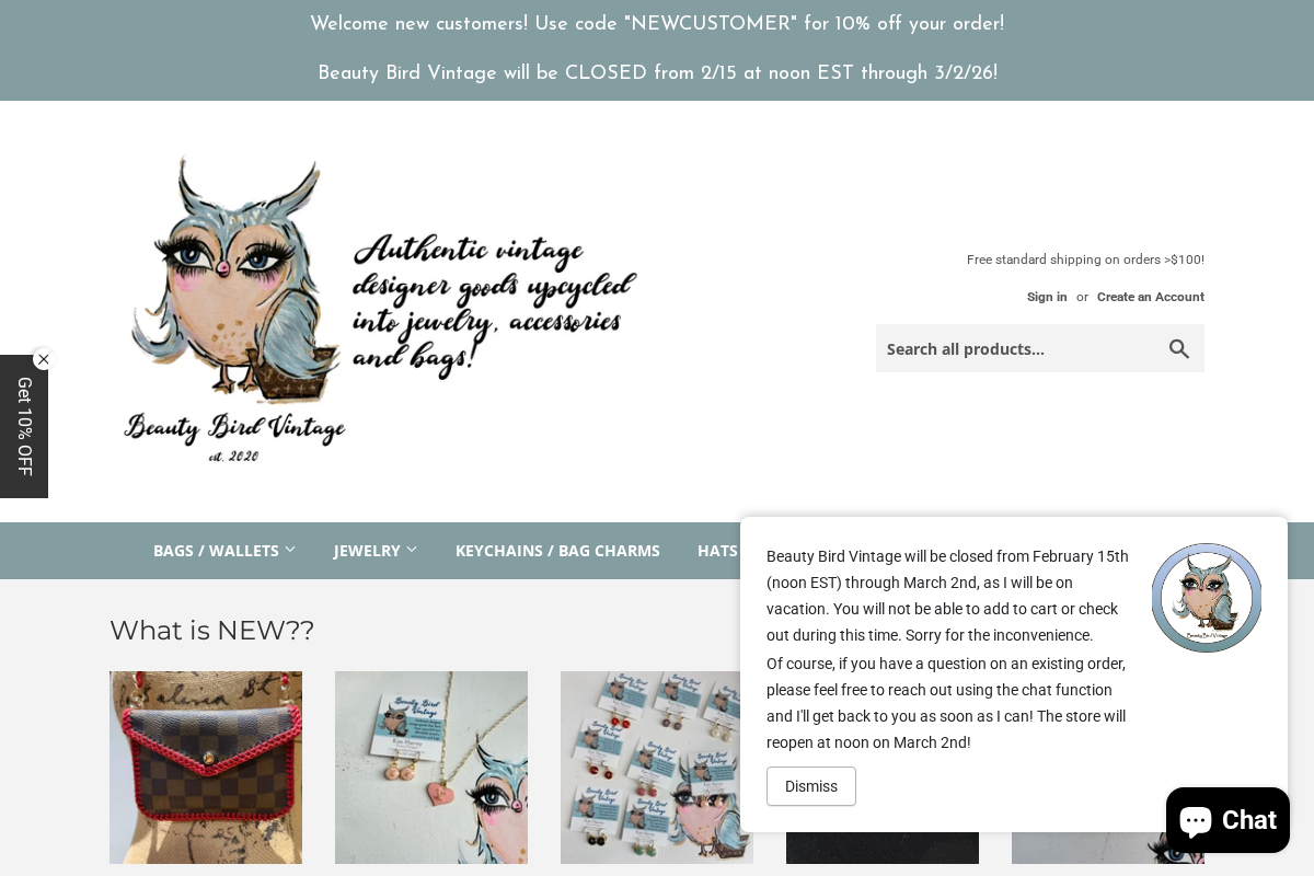 Beauty Bird Vintage homepage screenshot