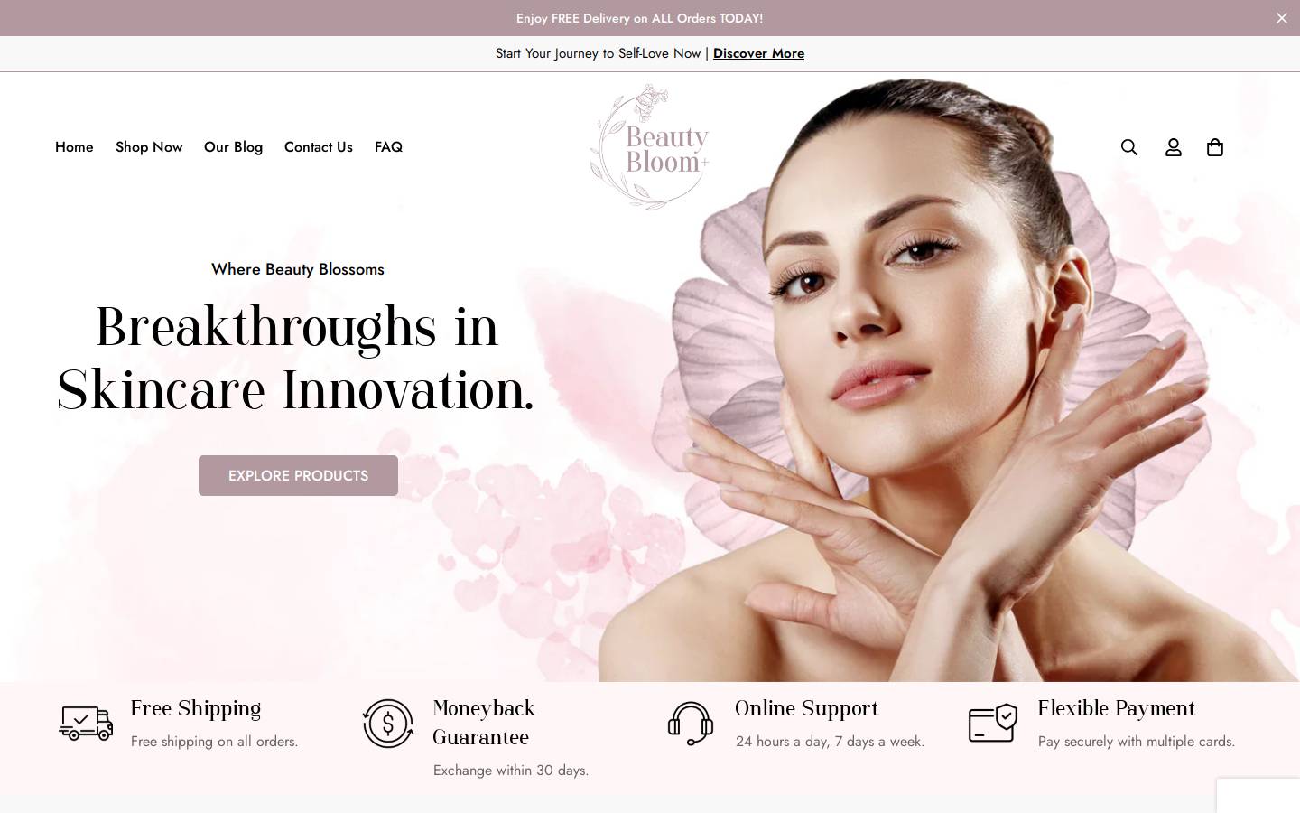 beautybloomplus.com homepage screenshot