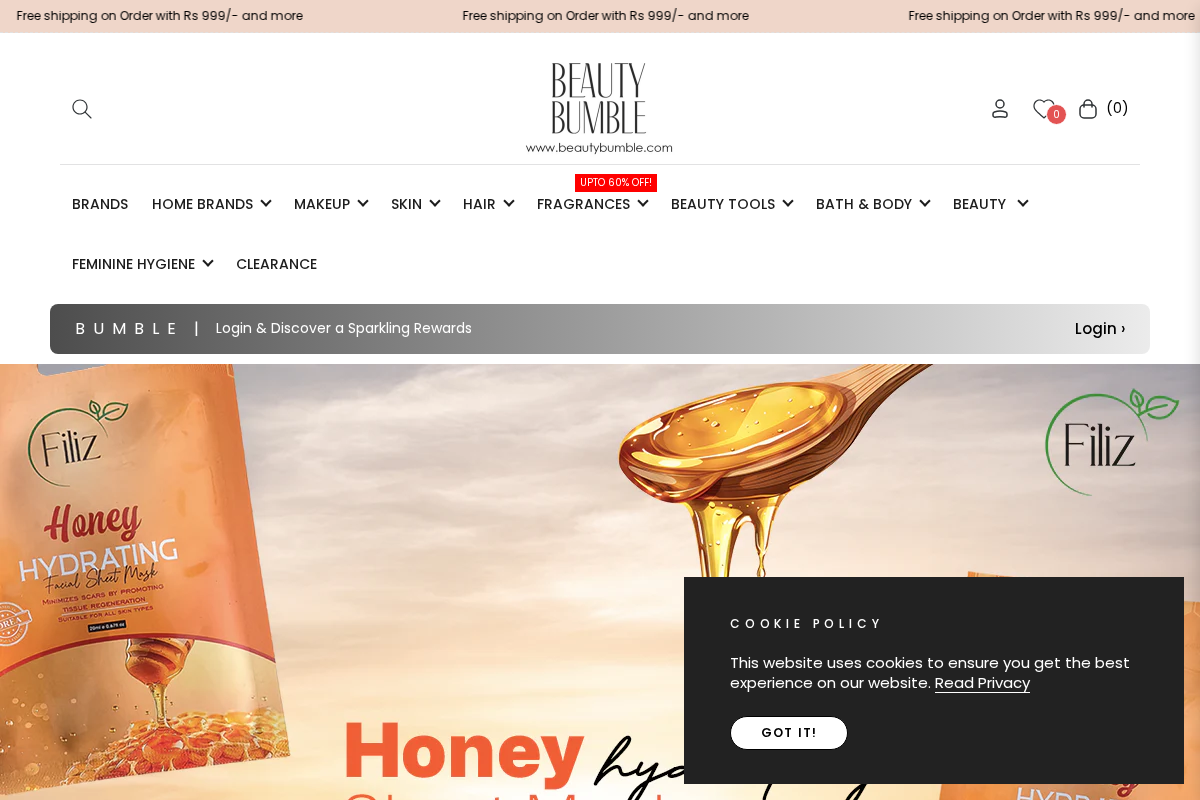 Beauty Bumble homepage screenshot