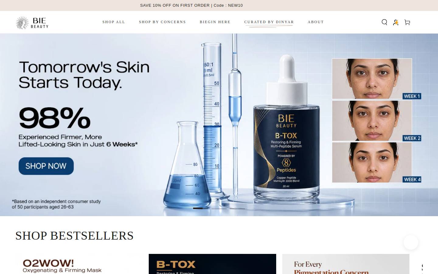 BiE homepage screenshot