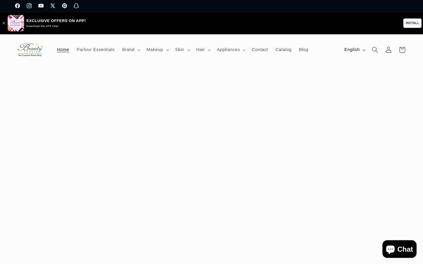 beautycorner.in homepage screenshot