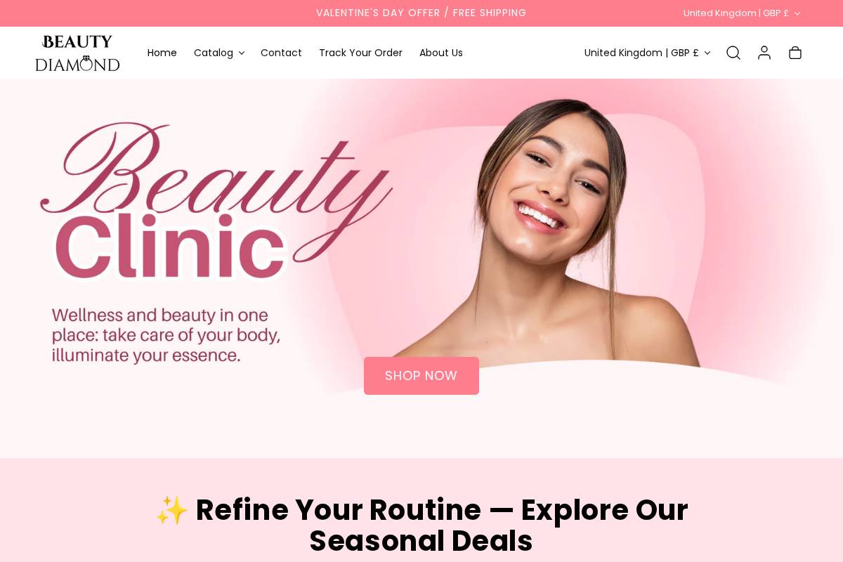 Beautydiamond homepage screenshot