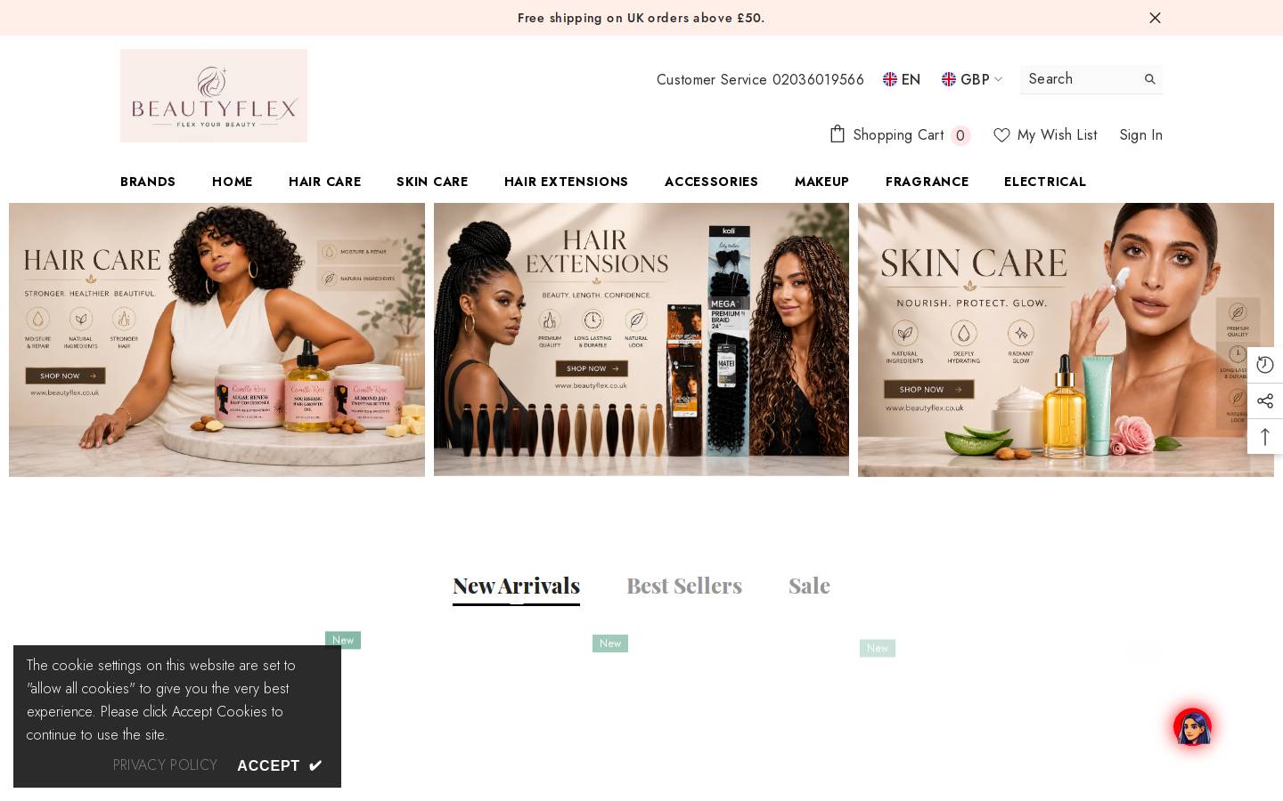 Beautyflex homepage screenshot