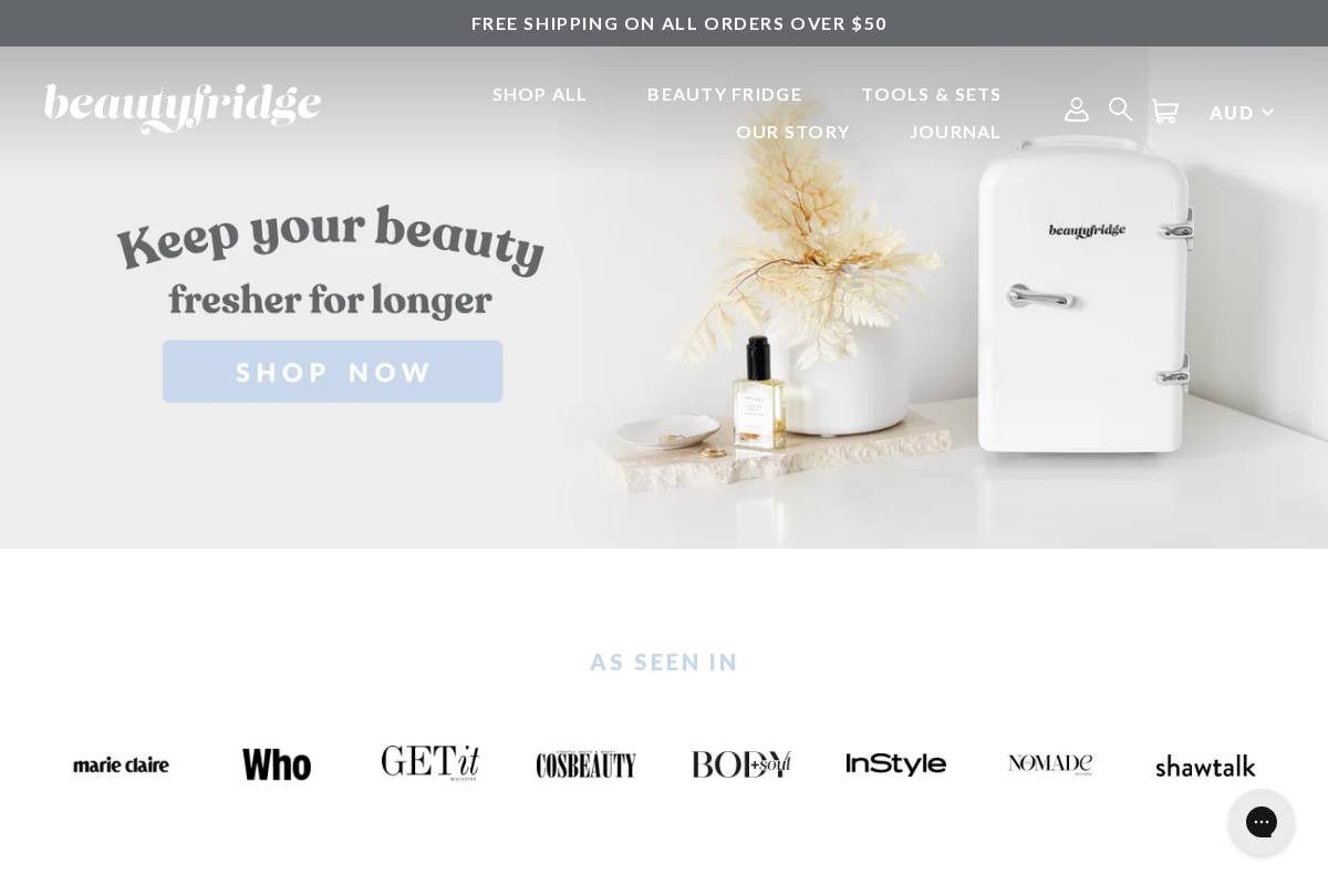 Beautyfridge homepage screenshot