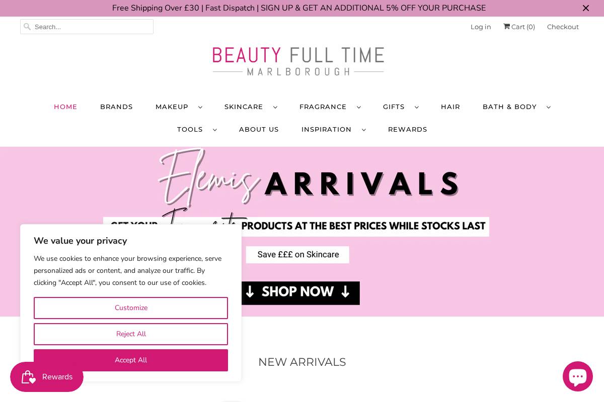 Beautyfulltime homepage screenshot