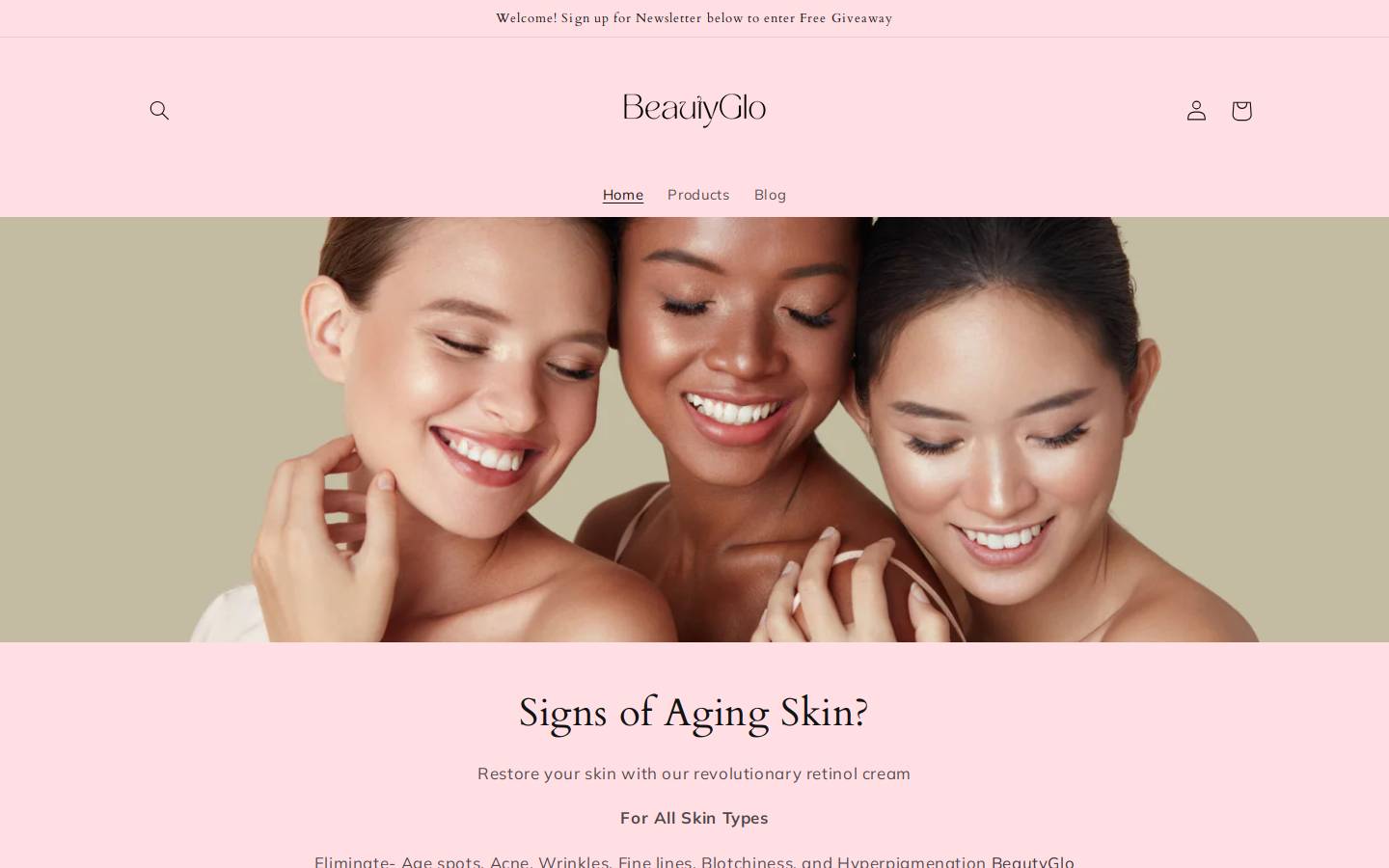 beautyglostore.com homepage screenshot