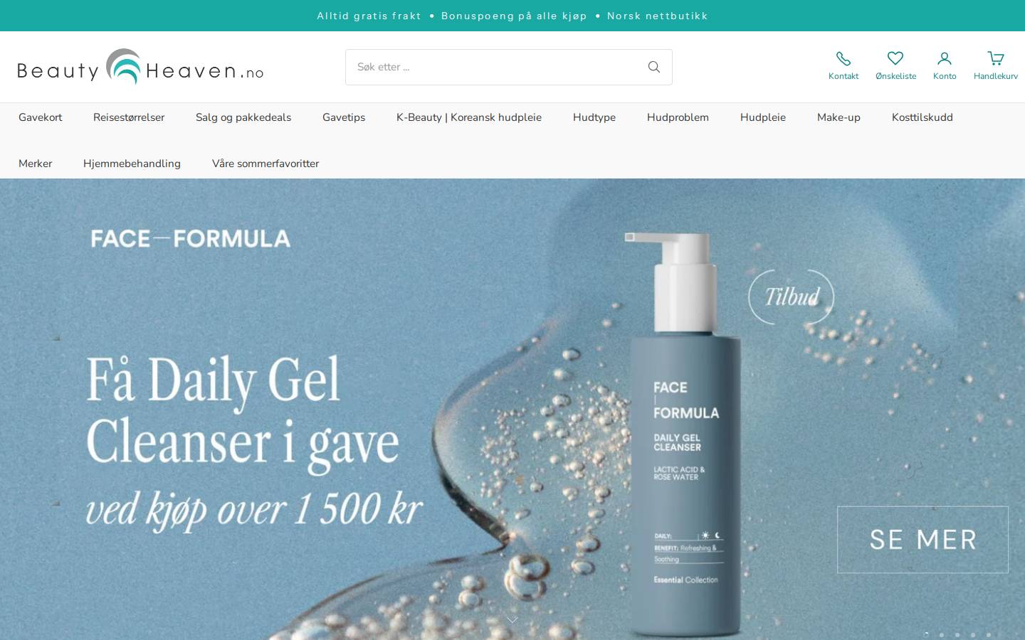 Beautyheaven.no homepage screenshot
