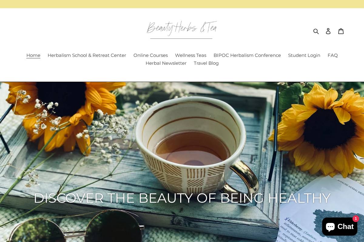 beautyherbsandtea.com homepage screenshot