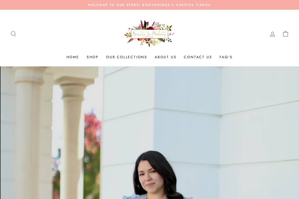 beautyinmodestyboutique.com homepage screenshot