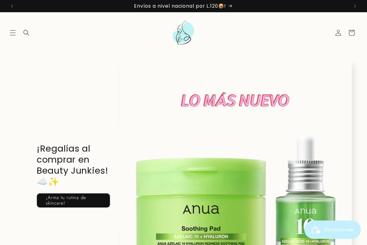 beautyjunkieshn.com homepage screenshot