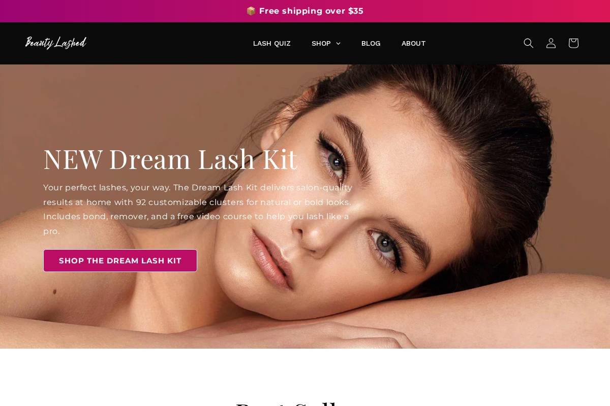 beautylashed.com homepage screenshot