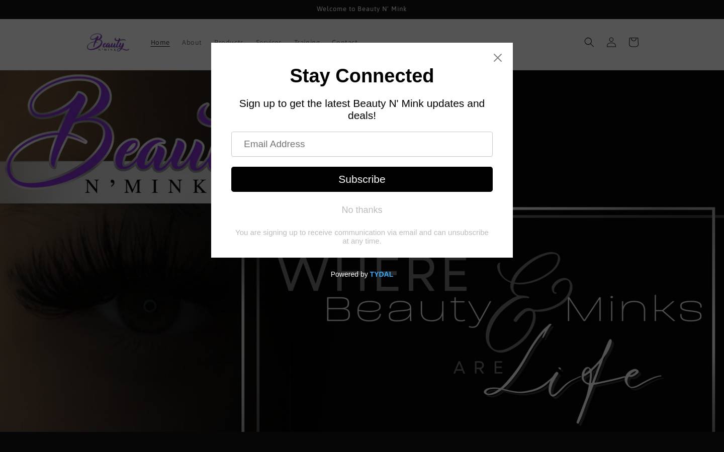 beautynmink.com homepage screenshot