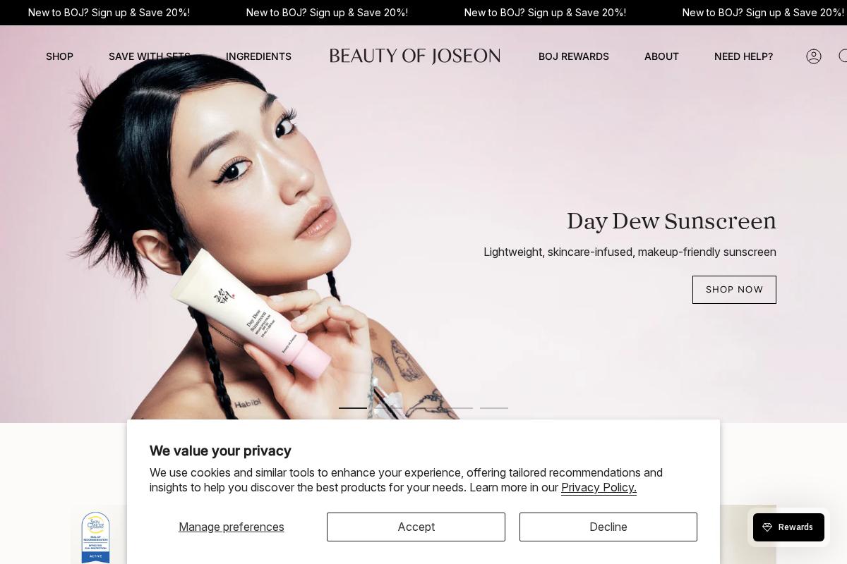 beautyofjoseon.com homepage screenshot