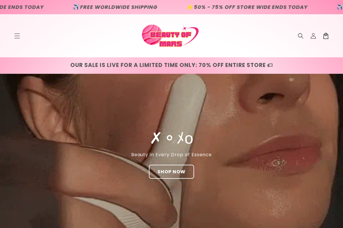 Beauty of Mars® homepage screenshot