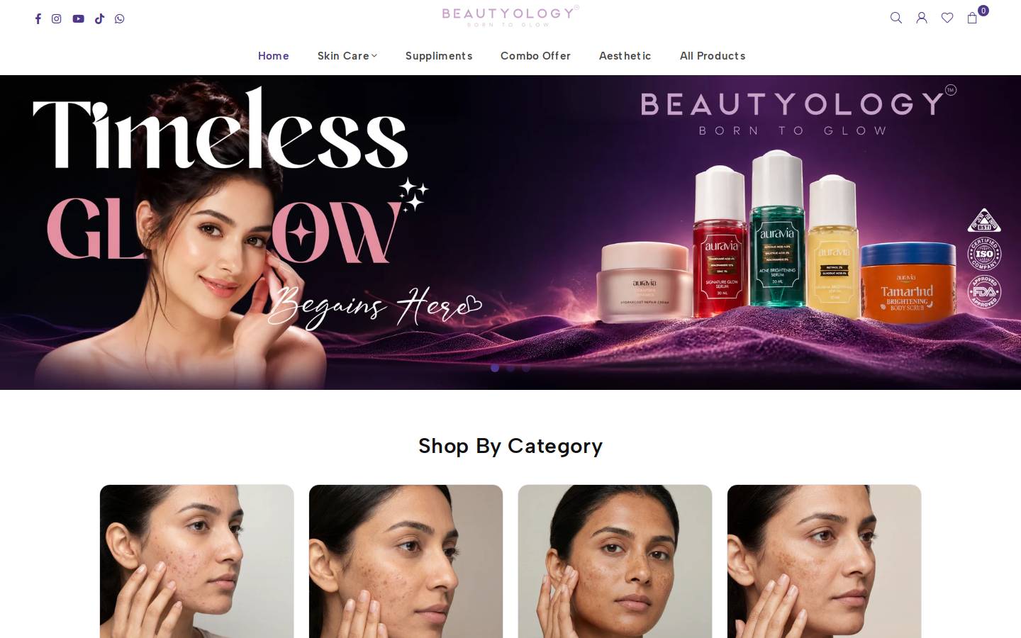 beautyology.com homepage screenshot