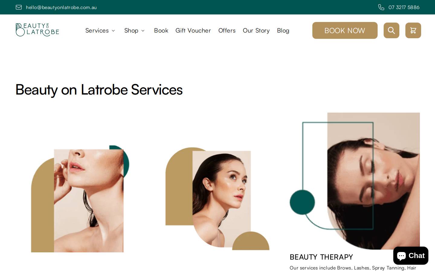 beautyonlatrobe.com.au homepage screenshot