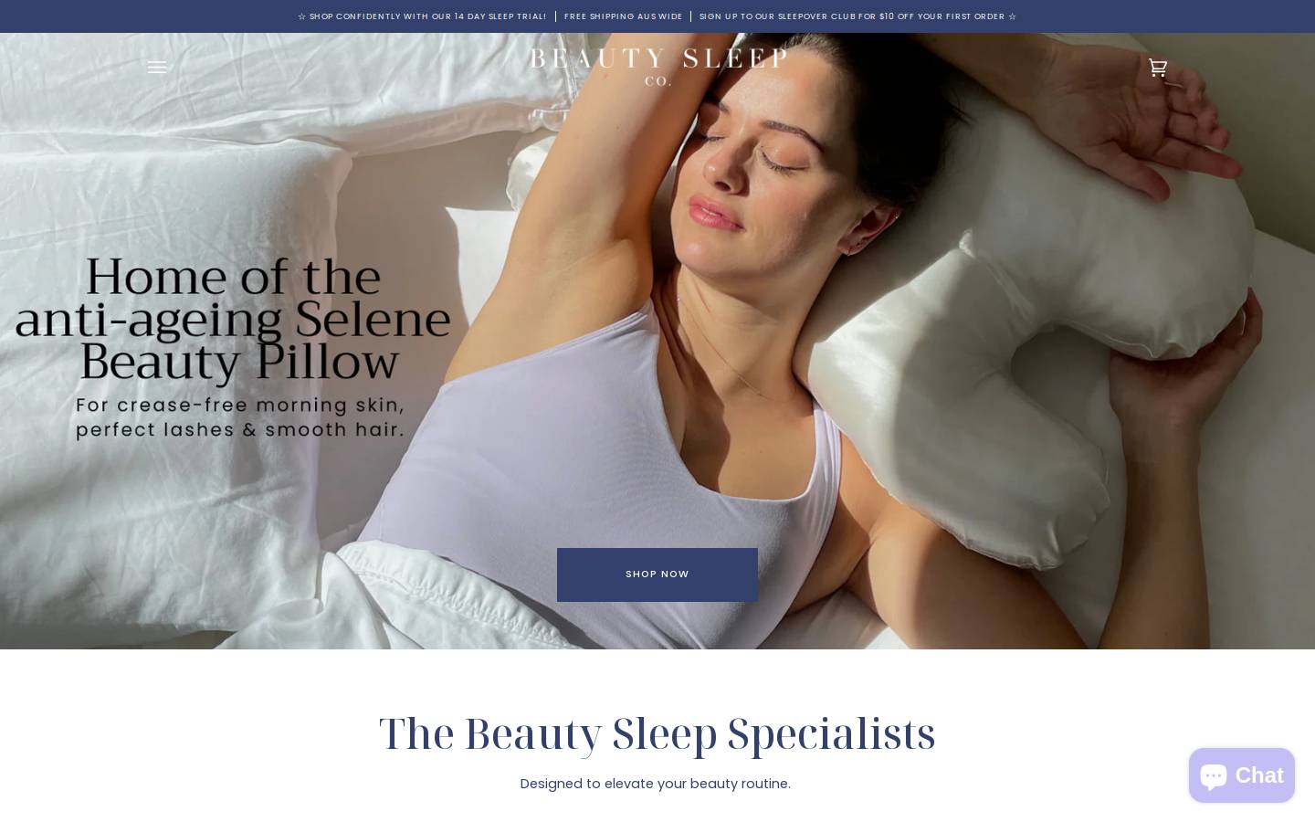 beautysleepco.com.au homepage screenshot