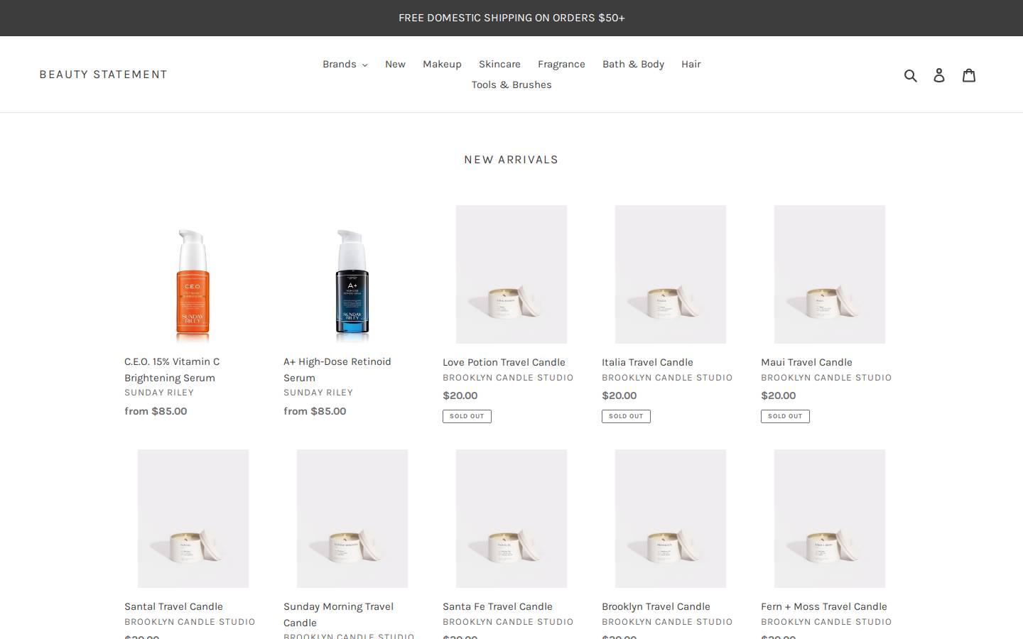 beautystatement.com homepage screenshot
