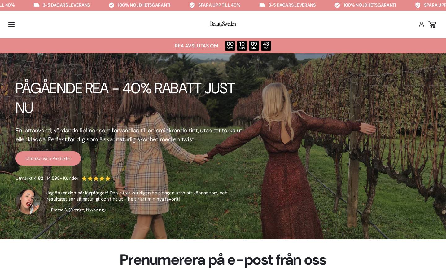 Beautysweden homepage screenshot