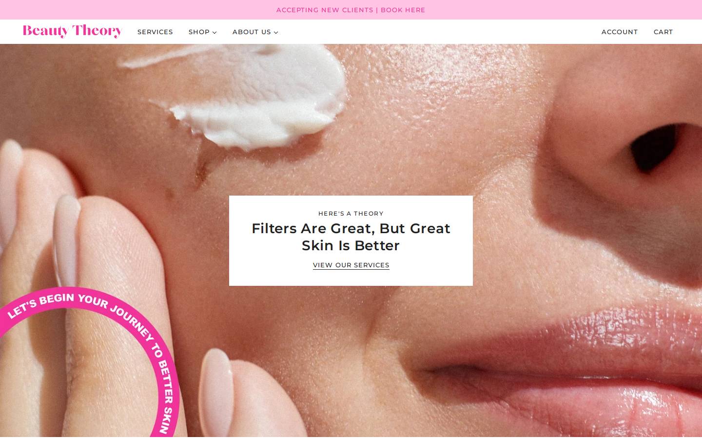beautytheoryesthetics.com homepage screenshot