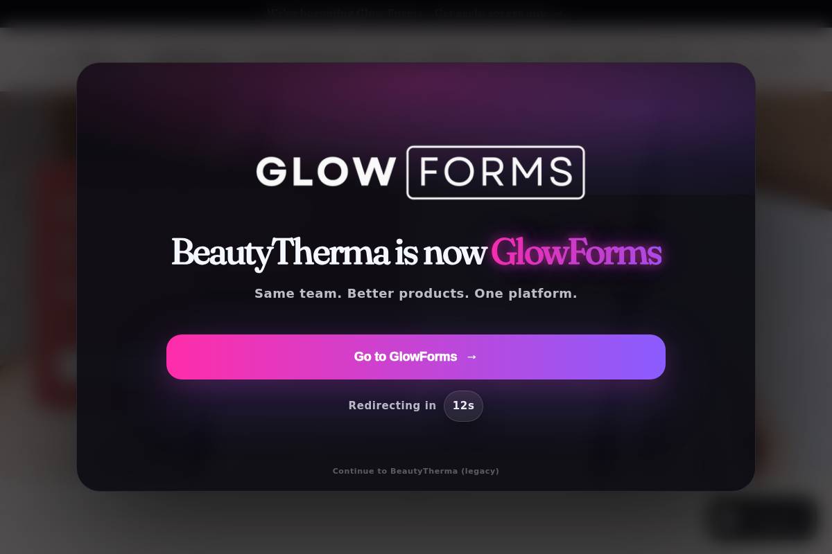 GlowForms homepage screenshot