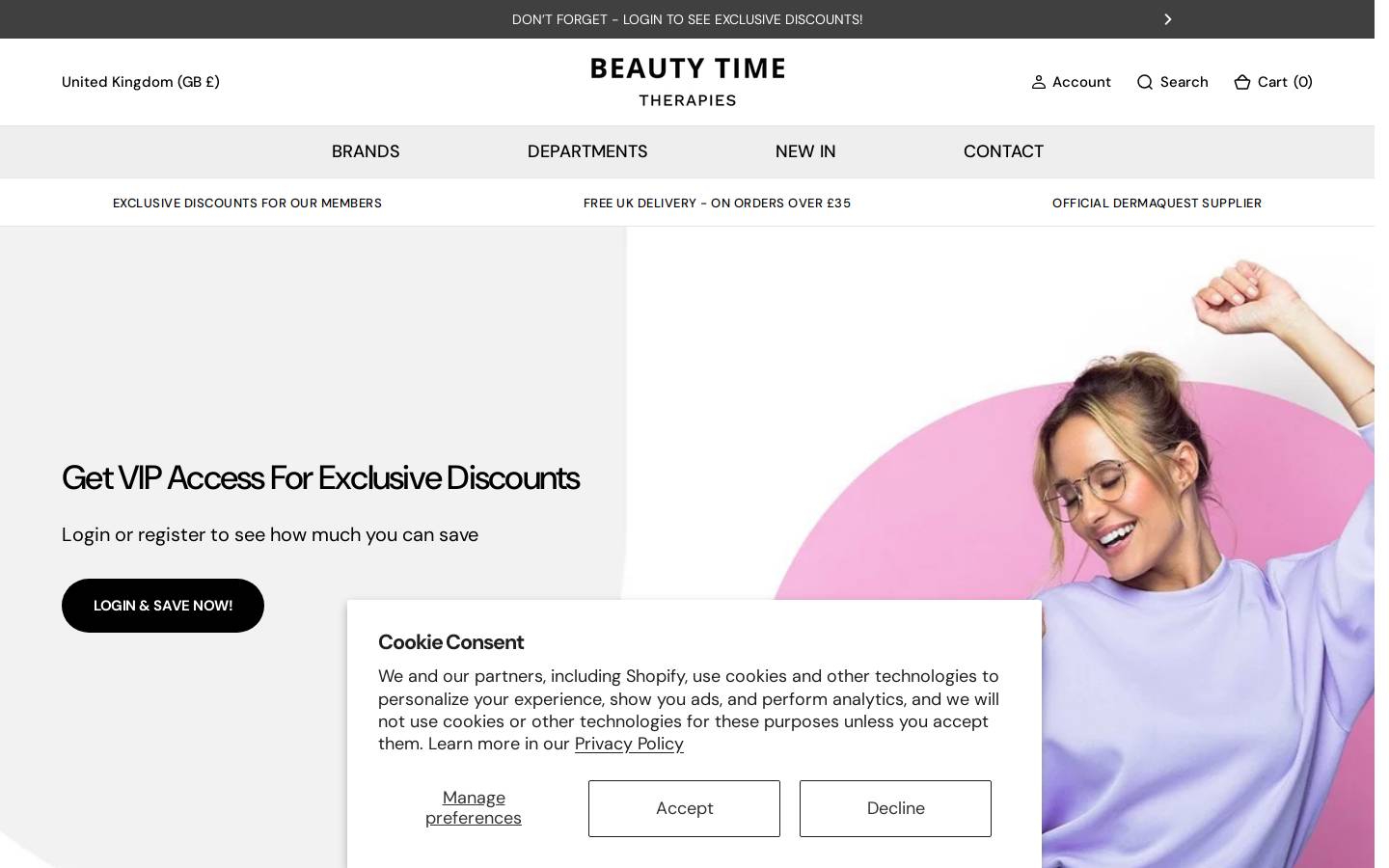 Beauty Time Therapies homepage screenshot