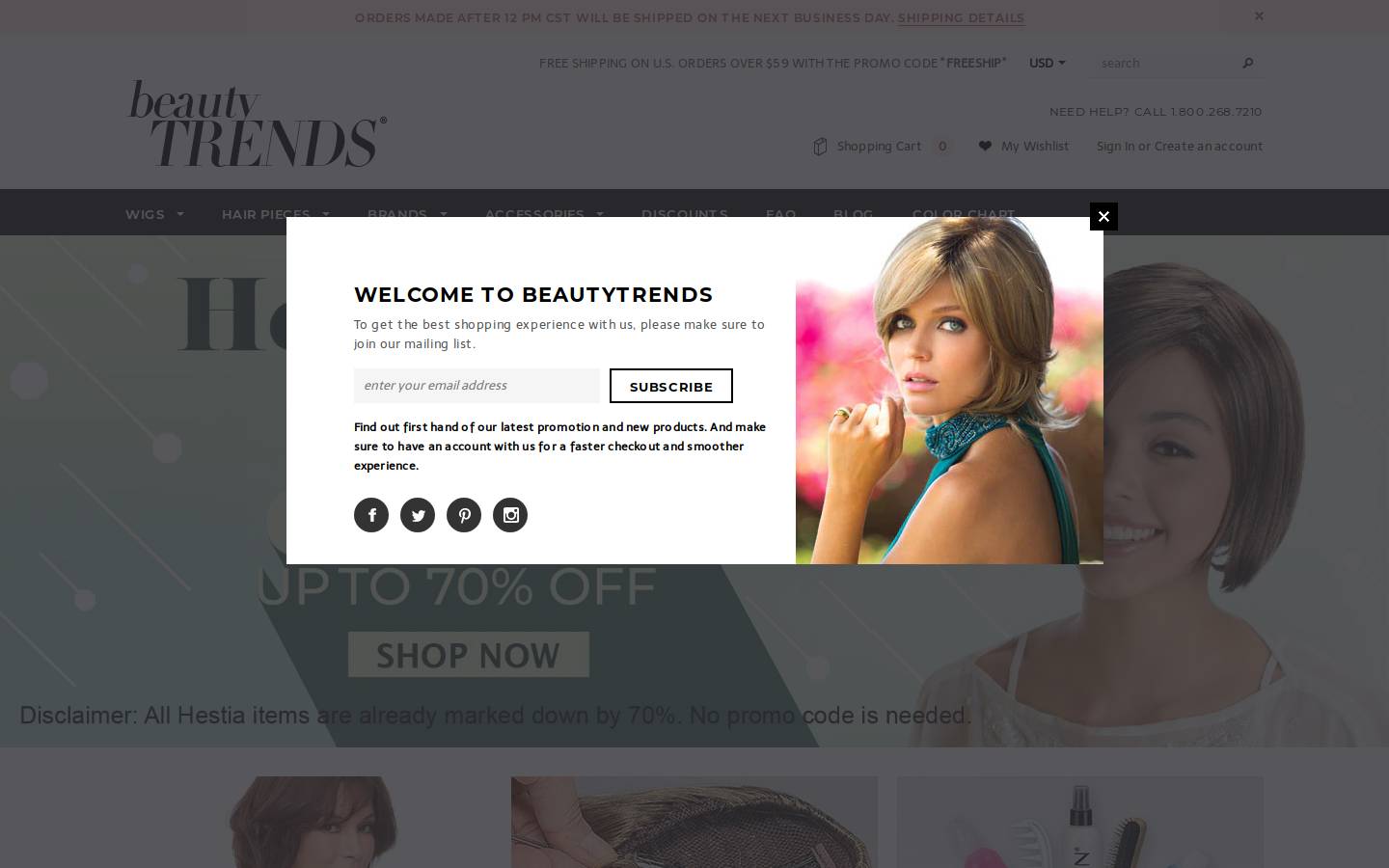 BeautyTrends homepage screenshot
