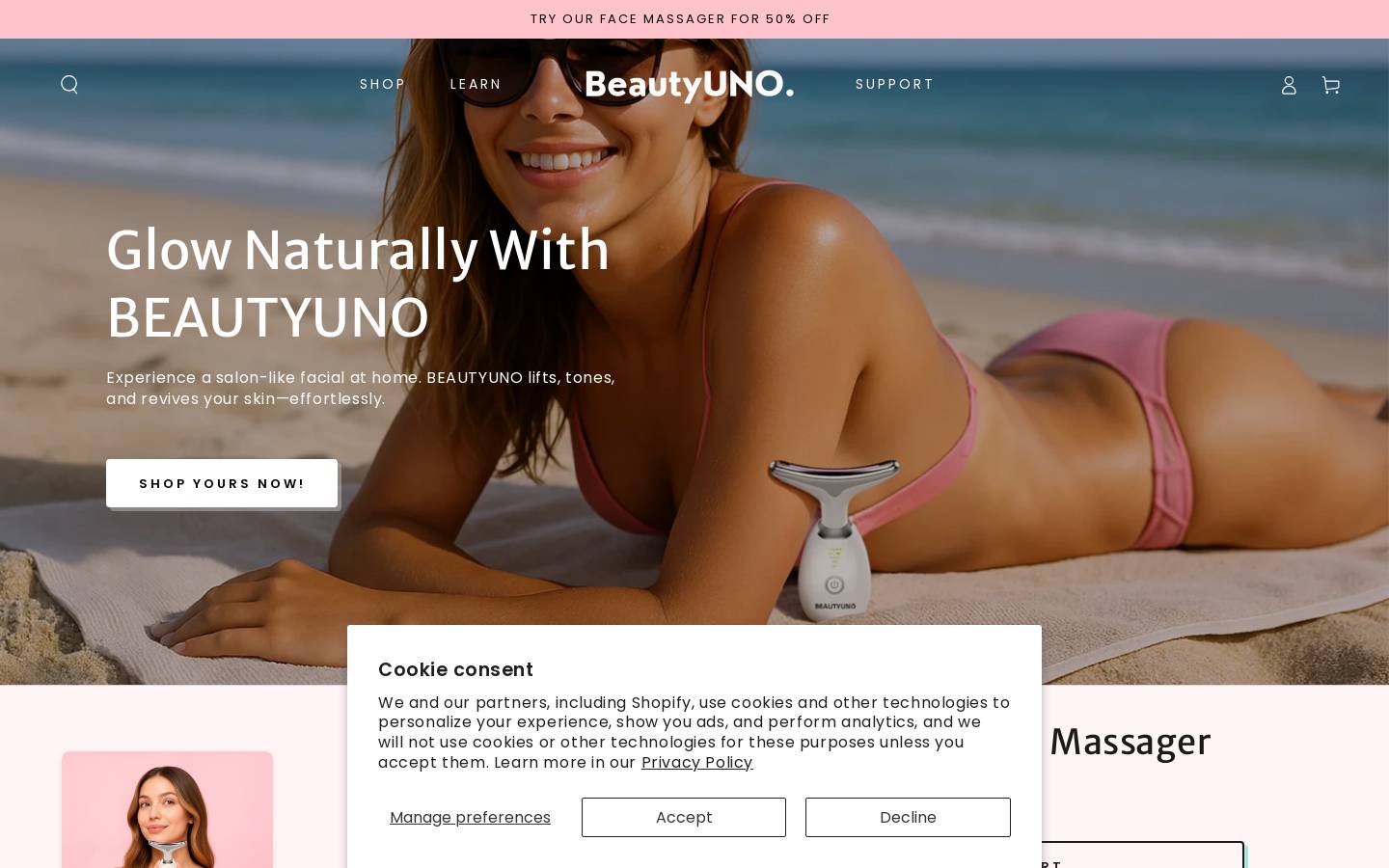 beautyuno.com homepage screenshot