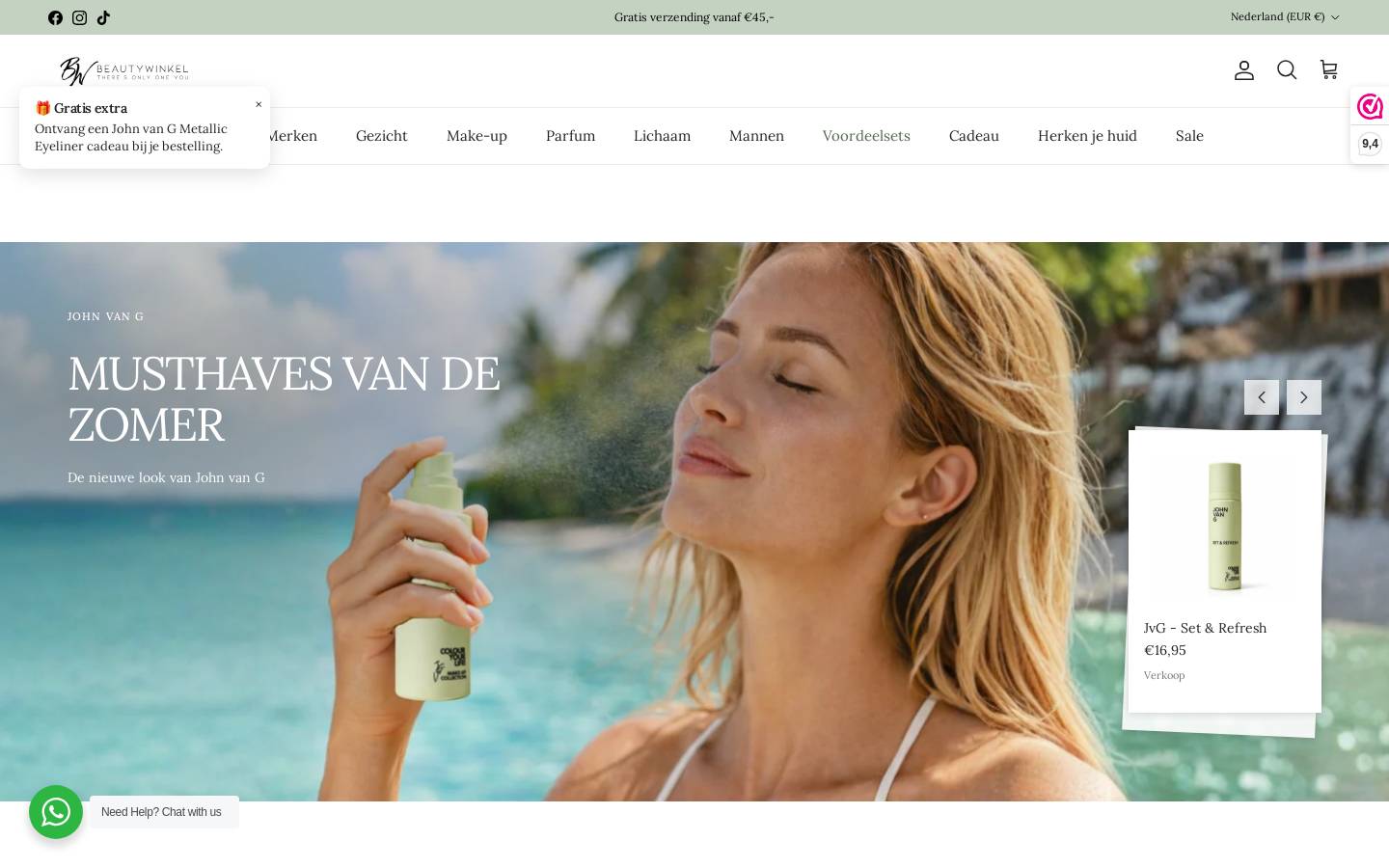 Beautywinkel homepage screenshot