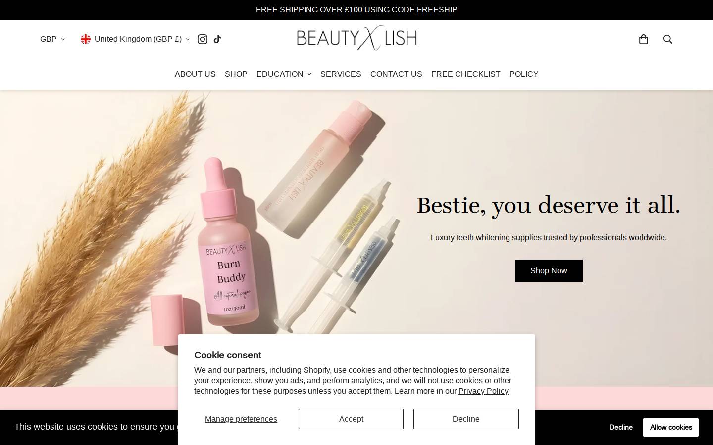 beautyxlish.com homepage screenshot