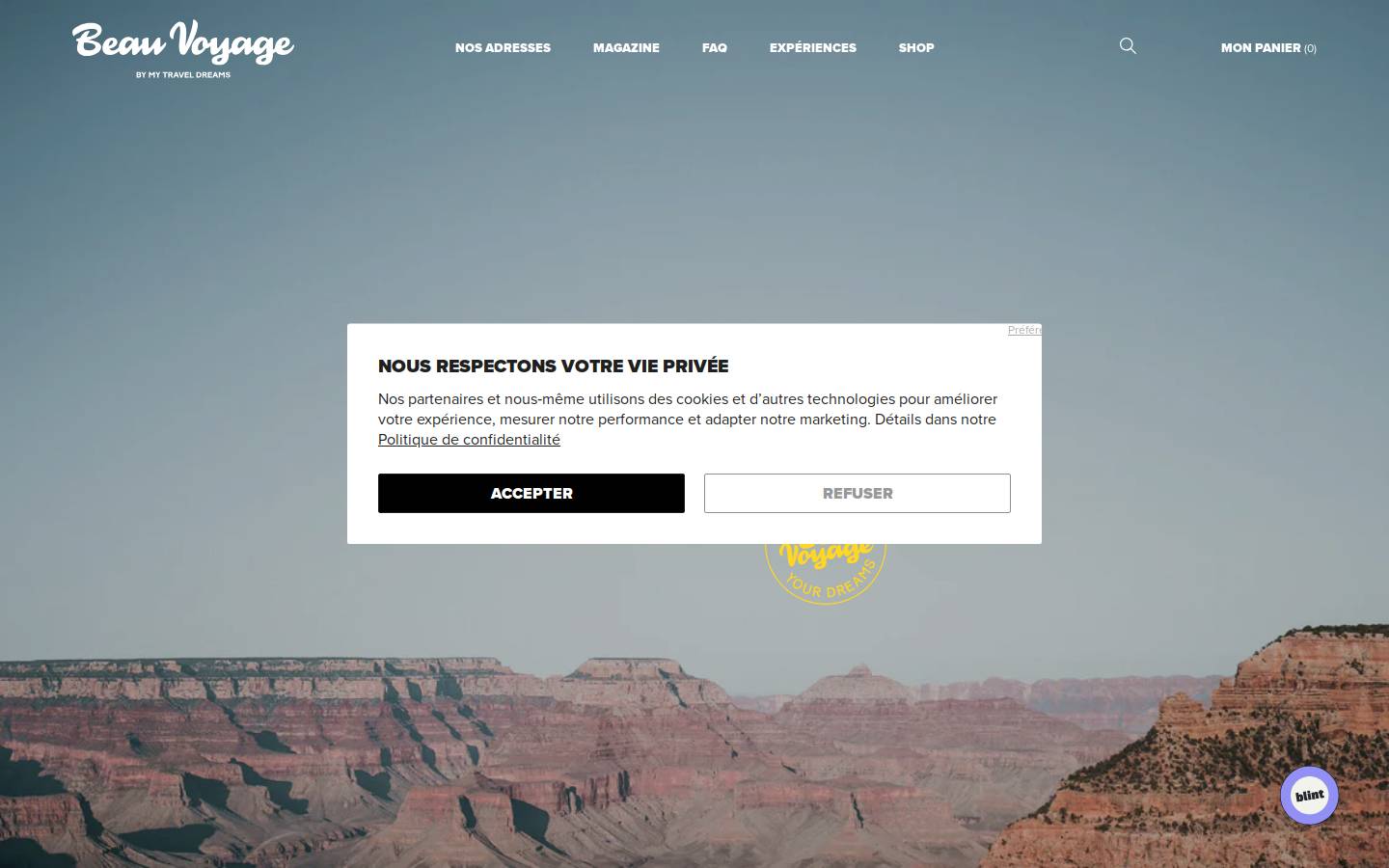 Beauvoyage homepage screenshot