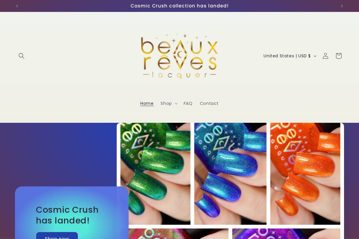 beauxreveslacquer.com homepage screenshot