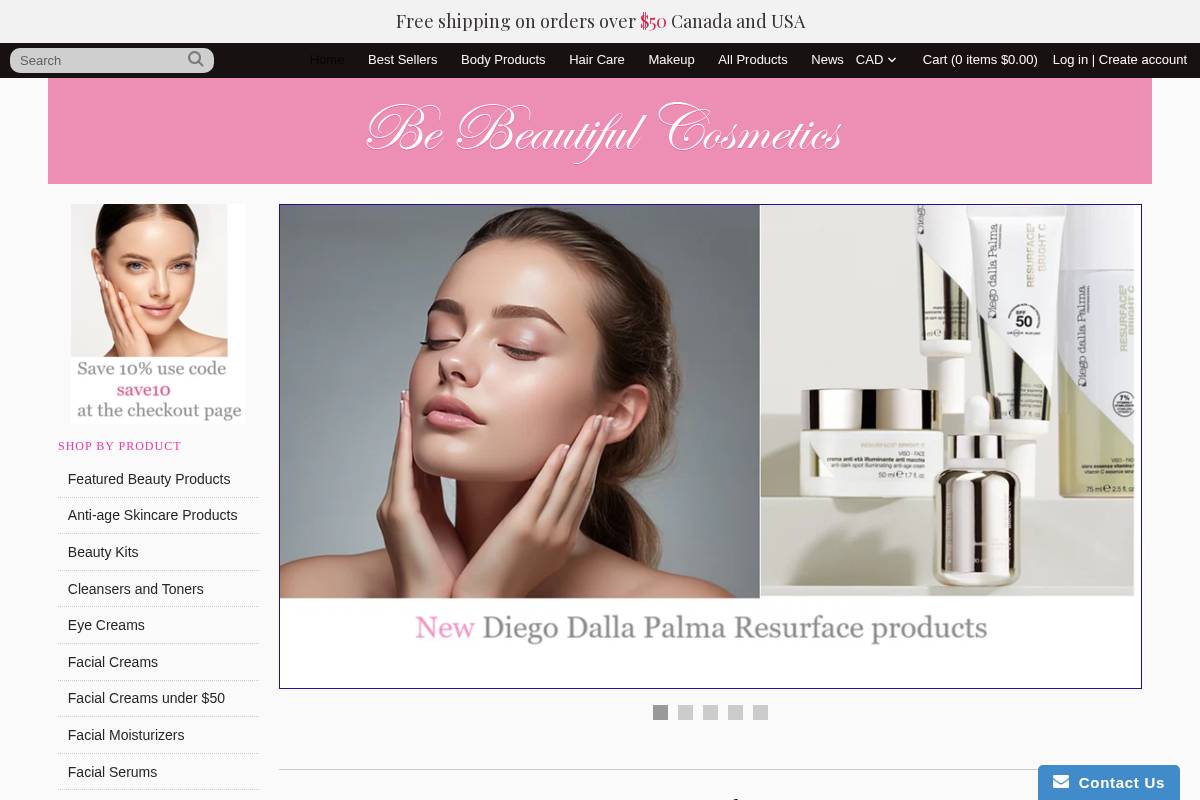 bebeautifulcosmetics.com homepage screenshot