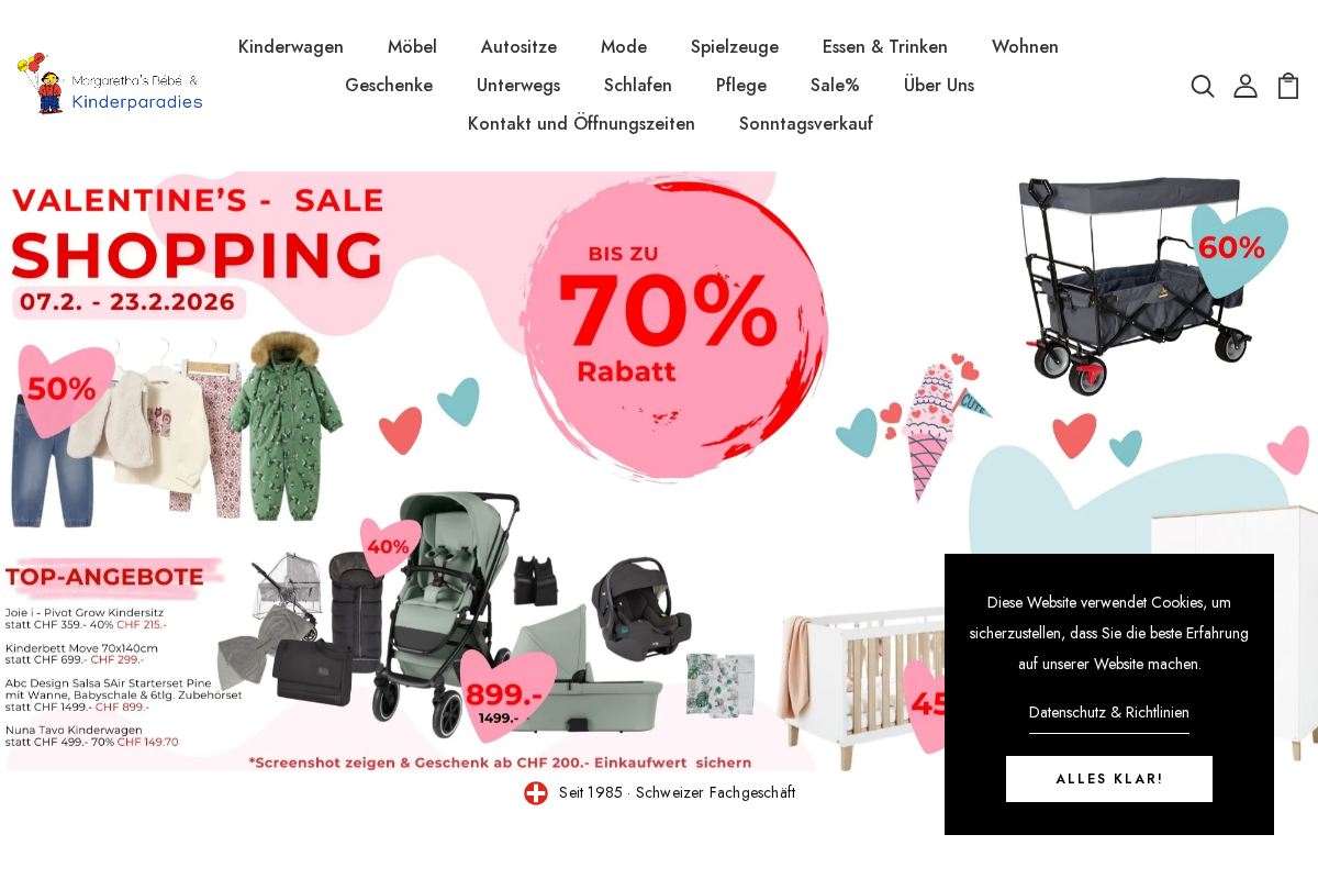 Margaretha's Bébé- & Kinderparadies AG homepage screenshot