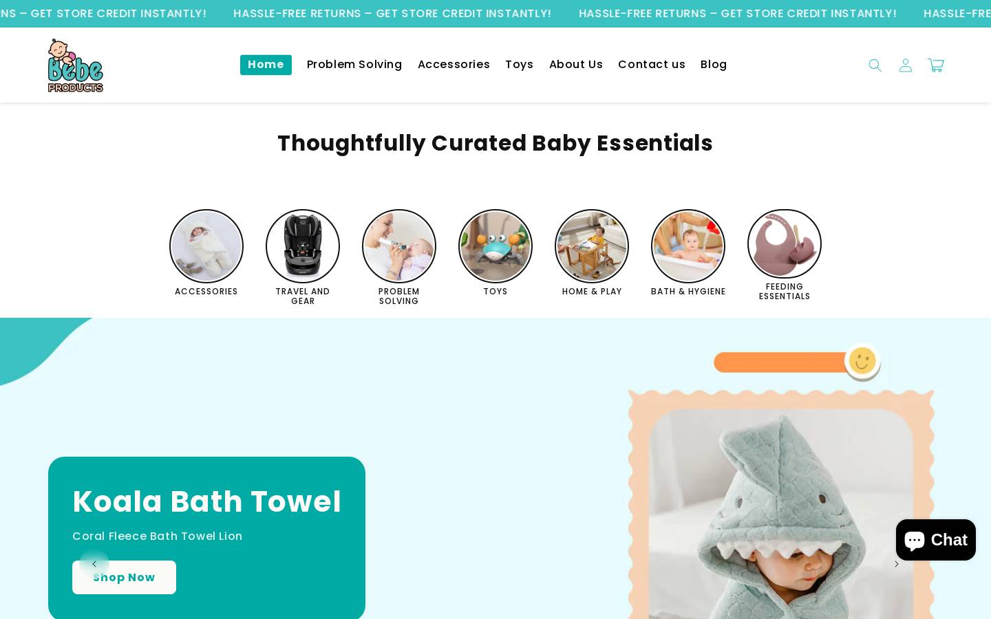 bebeproducts.com homepage screenshot